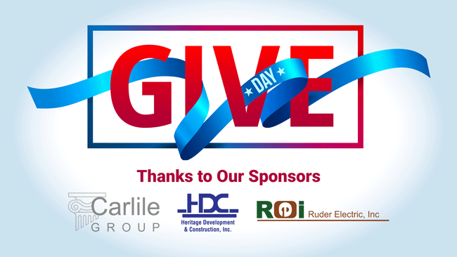 Give Day Thanks to our Sponsor HDC(Heritage Development and Construction, Inc.. Carlile Group.Ruder Electric, Inc..